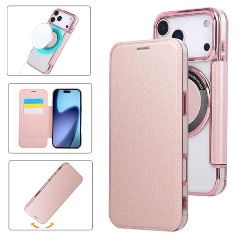 Ultra-thin Magnetic Plating Vegan Leather Phone Case, For iPhone 18 Pro / 17 Pro, For iPhone 18 Pro Max / 17 Pro Max, For iPhone 17, For iPhone Air, For iPhone 16e, For iPhone 16 Pro Max
