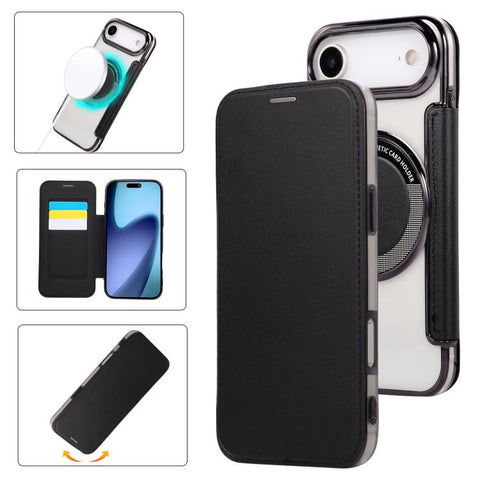 Ultra-thin Magnetic Plating Vegan Leather Phone Case, For iPhone 18 Pro / 17 Pro, For iPhone 18 Pro Max / 17 Pro Max, For iPhone 17, For iPhone Air, For iPhone 16e, For iPhone 16 Pro Max