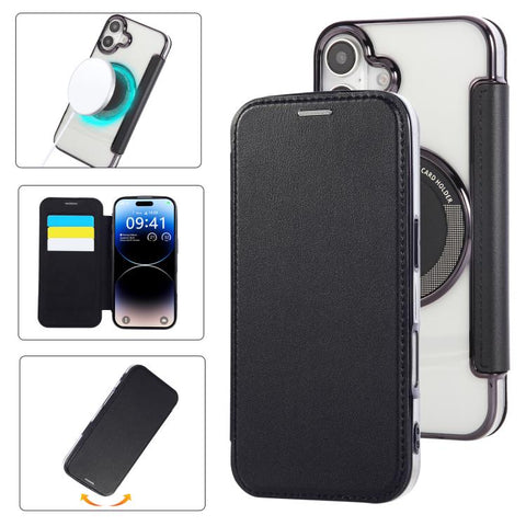 Ultra-thin Magnetic Plating Vegan Leather Phone Case, For iPhone 18 Pro / 17 Pro, For iPhone 18 Pro Max / 17 Pro Max, For iPhone 17, For iPhone Air, For iPhone 16e, For iPhone 16 Pro Max