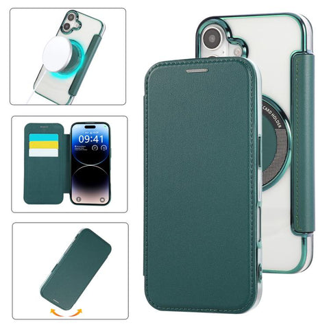 Ultra-thin Magnetic Plating Vegan Leather Phone Case, For iPhone 18 Pro / 17 Pro, For iPhone 18 Pro Max / 17 Pro Max, For iPhone 17, For iPhone Air, For iPhone 16e, For iPhone 16 Pro Max