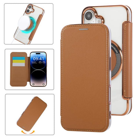 Ultra-thin Magnetic Plating Vegan Leather Phone Case, For iPhone 18 Pro / 17 Pro, For iPhone 18 Pro Max / 17 Pro Max, For iPhone 17, For iPhone Air, For iPhone 16e, For iPhone 16 Pro Max