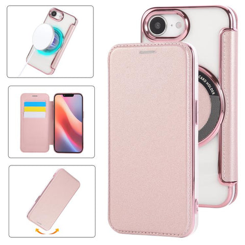 Ultra-thin Magnetic Plating Vegan Leather Phone Case, For iPhone 18 Pro / 17 Pro, For iPhone 18 Pro Max / 17 Pro Max, For iPhone 17, For iPhone Air, For iPhone 16e, For iPhone 16 Pro Max