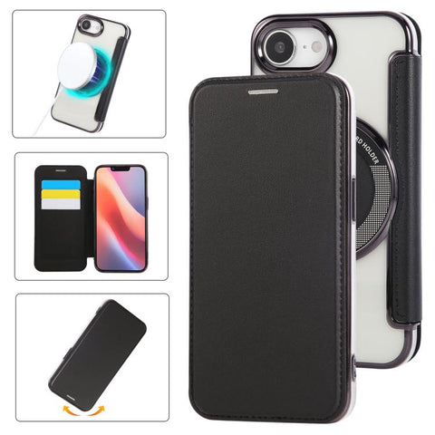 Ultra-thin Magnetic Plating Vegan Leather Phone Case, For iPhone 18 Pro / 17 Pro, For iPhone 18 Pro Max / 17 Pro Max, For iPhone 17, For iPhone Air, For iPhone 16e, For iPhone 16 Pro Max