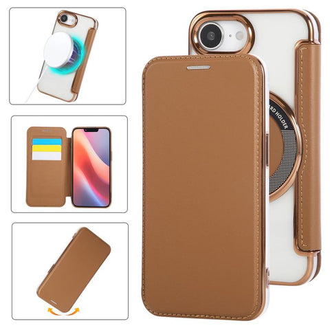 Ultra-thin Magnetic Plating Vegan Leather Phone Case, For iPhone 18 Pro / 17 Pro, For iPhone 18 Pro Max / 17 Pro Max, For iPhone 17, For iPhone Air, For iPhone 16e, For iPhone 16 Pro Max