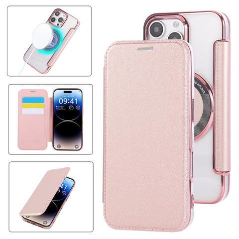 Ultra-thin Magnetic Plating Vegan Leather Phone Case, For iPhone 18 Pro / 17 Pro, For iPhone 18 Pro Max / 17 Pro Max, For iPhone 17, For iPhone Air, For iPhone 16e, For iPhone 16 Pro Max