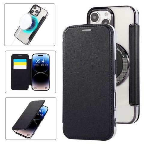 Ultra-thin Magnetic Plating Vegan Leather Phone Case, For iPhone 18 Pro / 17 Pro, For iPhone 18 Pro Max / 17 Pro Max, For iPhone 17, For iPhone Air, For iPhone 16e, For iPhone 16 Pro Max