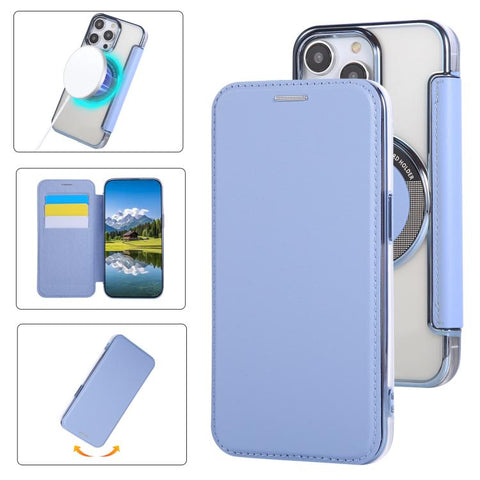 Ultra-thin Magnetic Plating Vegan Leather Phone Case, For iPhone 15, For iPhone 14 / 13, For iPhone 14 Pro, For iPhone 14 Pro Max, For iPhone 13 Pro Max, For iPhone 13 Pro