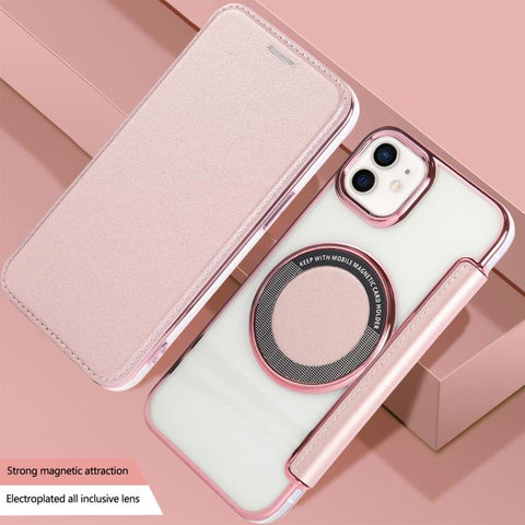 Ultra-thin Magnetic Plating Vegan Leather Phone Case, For iPhone 12 / 12 Pro, For iPhone 12 Pro Max