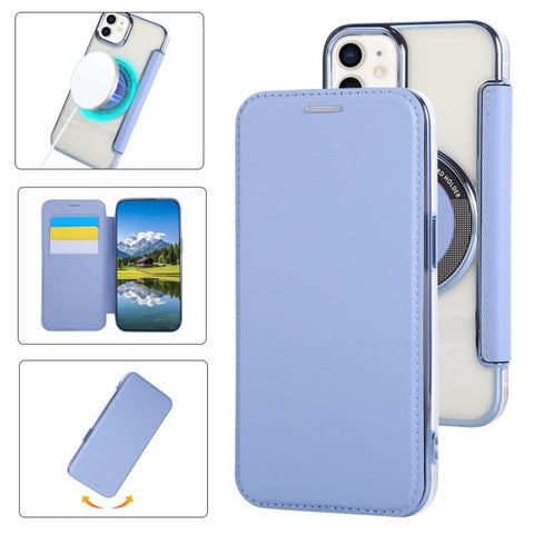 Ultra-thin Magnetic Plating Vegan Leather Phone Case, For iPhone 12 / 12 Pro, For iPhone 12 Pro Max