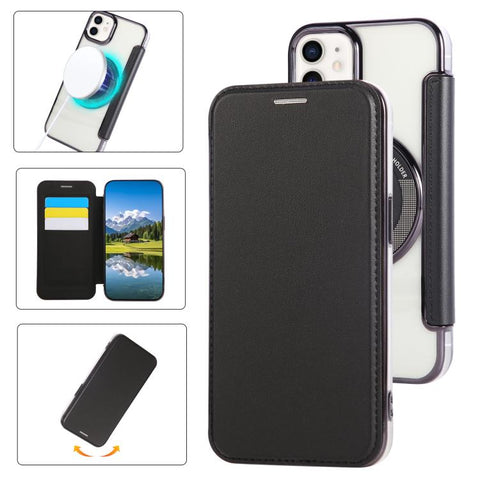 Ultra-thin Magnetic Plating Vegan Leather Phone Case, For iPhone 12 / 12 Pro, For iPhone 12 Pro Max