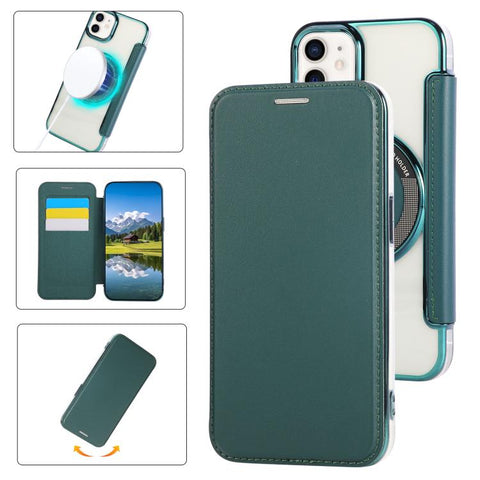 Ultra-thin Magnetic Plating Vegan Leather Phone Case, For iPhone 12 / 12 Pro, For iPhone 12 Pro Max