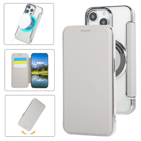 Ultra-thin Magnetic Plating Vegan Leather Phone Case, For iPhone 12 / 12 Pro, For iPhone 12 Pro Max