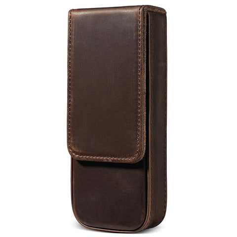 Crazy Horse Leather Magnetic Drawer Style Three Pieces Pencil Case