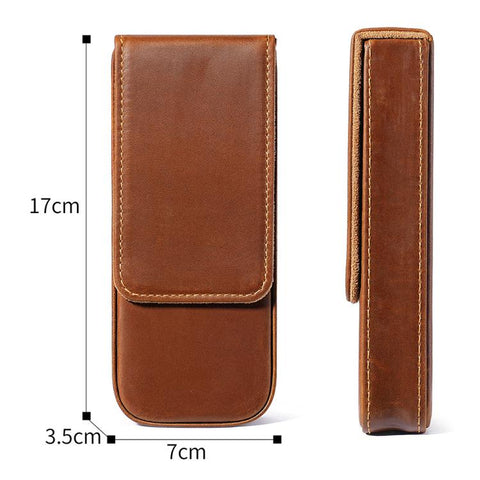 Crazy Horse Leather Magnetic Drawer Style Three Pieces Pencil Case