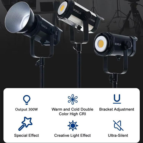 BOKELAI BK-300Bi 300W 2700K-6500K Dual Color Temperature LED Video Fill Light with Remote Control, US Plug, EU Plug, UK Plug