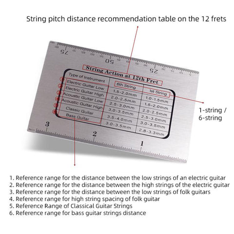 Stainless Steel Guitar String Action Ruler Gauge