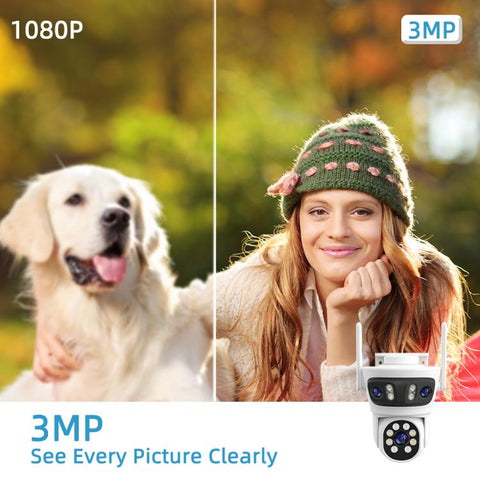 RH-TC3L 3MP Triple Lens HD Outdoor PTZ Security Dome Camera, EU Plug, US Plug, UK Plug, AU Plug