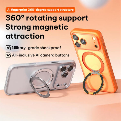 Vegan Leather Magnetic Phone Case with 360 Degrees Rotating Stand, For iPhone 17 Pro Max, For iPhone 17 Pro, For iPhone 17