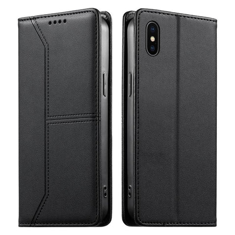 Stitched Line Magnetic RFID Vegan Leather Phone Case, For iPhone X / XS, For iPhone XR, For iPhone XS Max, For iPhone 8 Plus / 7 Plus