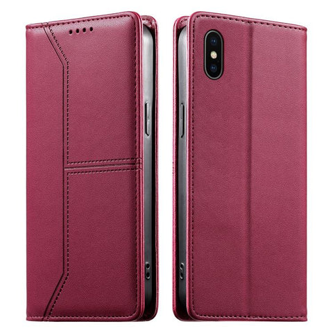Stitched Line Magnetic RFID Vegan Leather Phone Case, For iPhone X / XS, For iPhone XR, For iPhone XS Max, For iPhone 8 Plus / 7 Plus