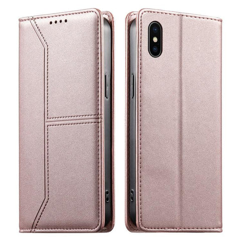 Stitched Line Magnetic RFID Vegan Leather Phone Case, For iPhone X / XS, For iPhone XR, For iPhone XS Max, For iPhone 8 Plus / 7 Plus