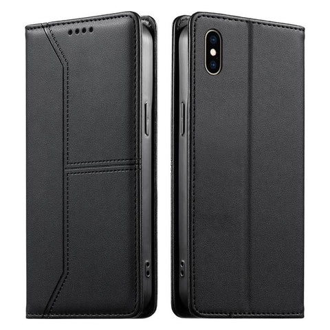 Stitched Line Magnetic RFID Vegan Leather Phone Case, For iPhone X / XS, For iPhone XR, For iPhone XS Max, For iPhone 8 Plus / 7 Plus