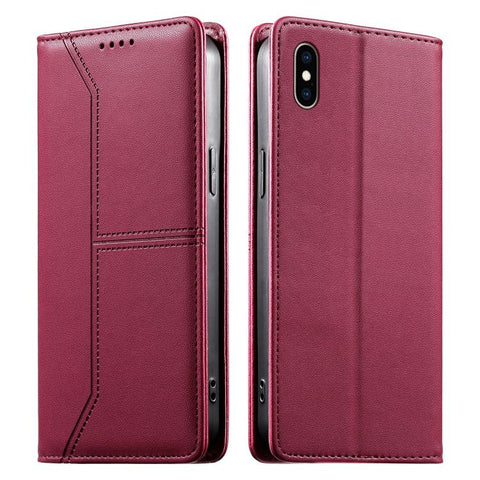 Stitched Line Magnetic RFID Vegan Leather Phone Case, For iPhone X / XS, For iPhone XR, For iPhone XS Max, For iPhone 8 Plus / 7 Plus
