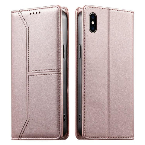 Stitched Line Magnetic RFID Vegan Leather Phone Case, For iPhone X / XS, For iPhone XR, For iPhone XS Max, For iPhone 8 Plus / 7 Plus