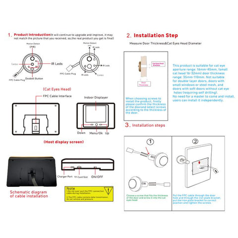 RH-TPD08 720P 2.8 inch Display Electronic Peephole 2.4G Wireless Video Doorbell