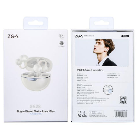 ZGA GS28 Ear Clip Wireless Bluetooth Earphones with Indicator Light, GS28