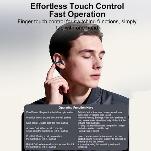 ZGA GS28 Ear Clip Wireless Bluetooth Earphones with Indicator Light, GS28