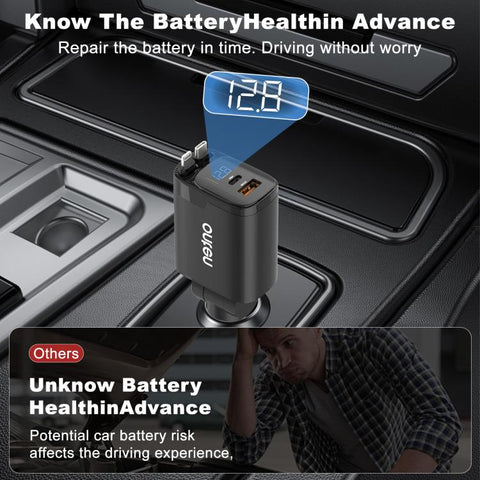 Onten CW72 4 in 1 USB-A and Type-C / USB-C Car Charger with 8 Pin and Type-C / USB-C Retractable Cable