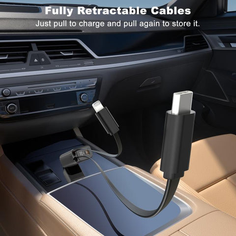 Onten CW72 4 in 1 USB-A and Type-C / USB-C Car Charger with 8 Pin and Type-C / USB-C Retractable Cable