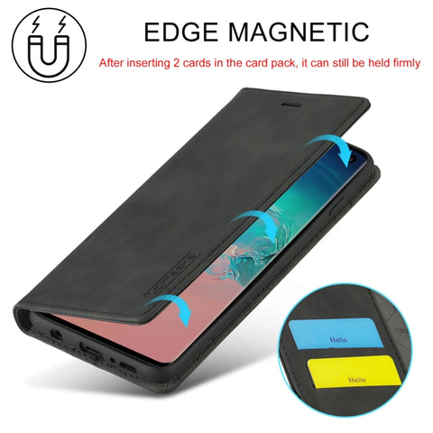 LC.IMEEKE Strong Magnetism Ultra-thin Horizontal Flip Shockproof Matte TPU + PU Leather Case with Holder & Card Slots & Wallet, For Samsung Galaxy S10+