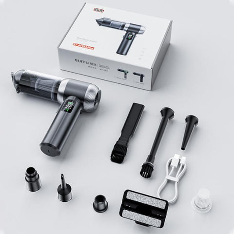 SUITU Handheld Blow Suction Combo LED Display Brushless Vacuum Cleaner, One Touch Dustbin Emptying, Long Dust Collection Bin
