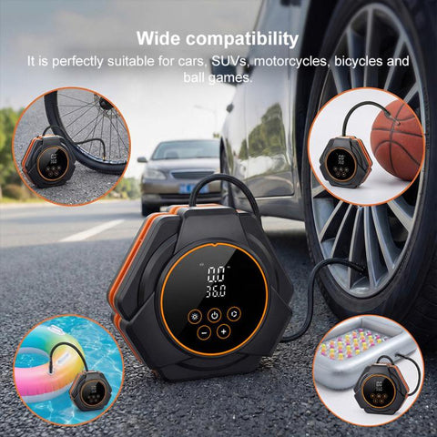 SUITU Car Triangular Air Pump Electric Air Tire Inflator, Button Version, Touch Screen Version