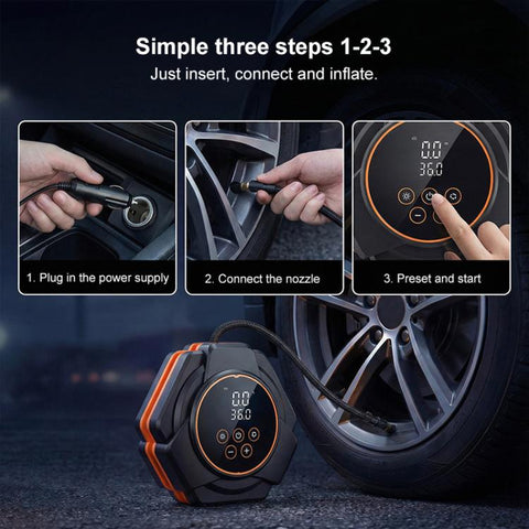 SUITU Car Triangular Air Pump Electric Air Tire Inflator, Button Version, Touch Screen Version