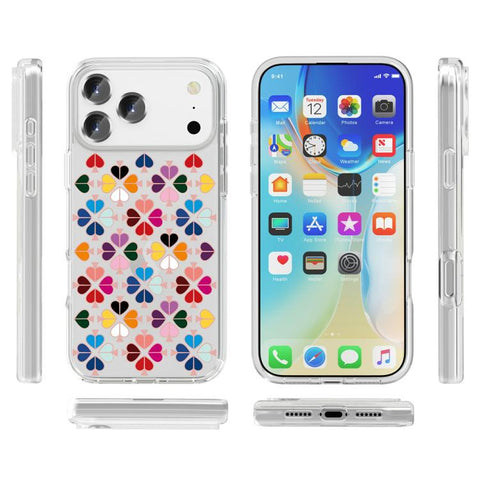 Transparent Crystal Red Heart Pattern Phone Case, For iPhone 18 Pro / 17 Pro, For iPhone 18 Pro Max / 17 Pro Max