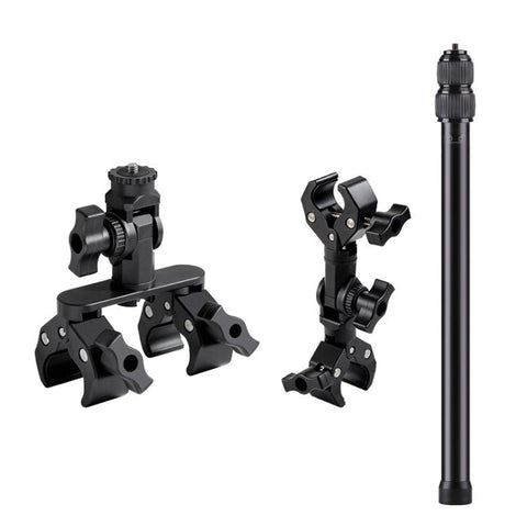 Universal Action Camera Bicycle Handlebar Clamp Holder Extension Rod, With Rod & Dual-Leg Crab & Dual-Head Crab Clamp, With 2 x  Dual-Head-Crab Clamp, With Rod & Dual-Head-Crab & Single-Crab Clamp