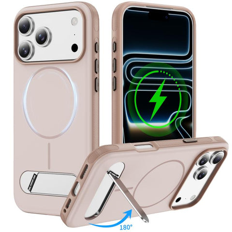 Two-colors Imitation Original Magnetic Phone Case with Holder, For iPhone 18 Pro / 17 Pro, For iPhone 18 Pro Max / 17 Pro Max