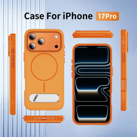 Two-colors Imitation Original Magnetic Phone Case with Holder, For iPhone 18 Pro / 17 Pro, For iPhone 18 Pro Max / 17 Pro Max