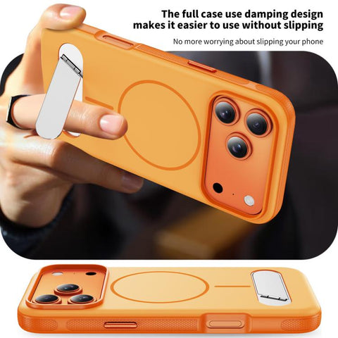 Two-colors Imitation Original Magnetic Phone Case with Holder, For iPhone 18 Pro / 17 Pro, For iPhone 18 Pro Max / 17 Pro Max