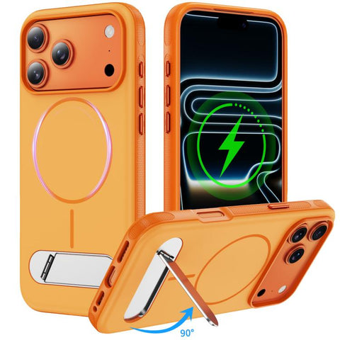 Two-colors Imitation Original Magnetic Phone Case with Holder, For iPhone 18 Pro / 17 Pro, For iPhone 18 Pro Max / 17 Pro Max