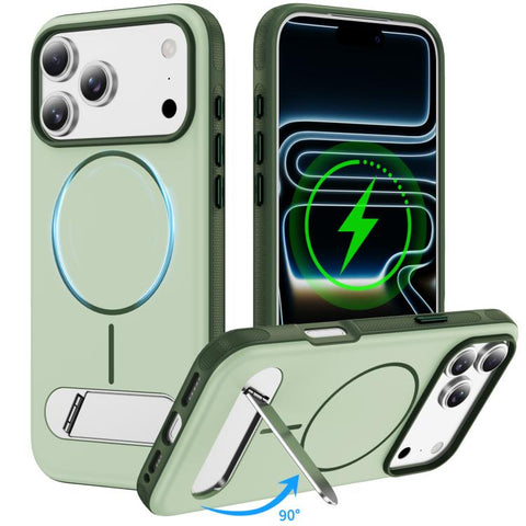 Two-colors Imitation Original Magnetic Phone Case with Holder, For iPhone 18 Pro / 17 Pro, For iPhone 18 Pro Max / 17 Pro Max