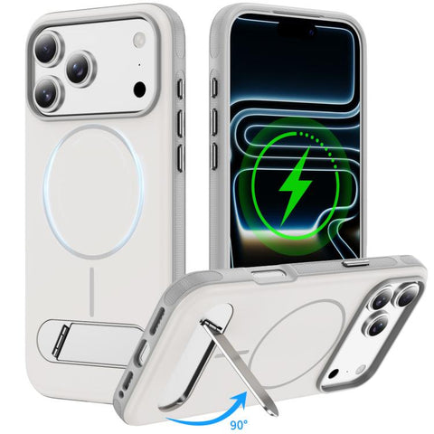 Two-colors Imitation Original Magnetic Phone Case with Holder, For iPhone 18 Pro / 17 Pro, For iPhone 18 Pro Max / 17 Pro Max