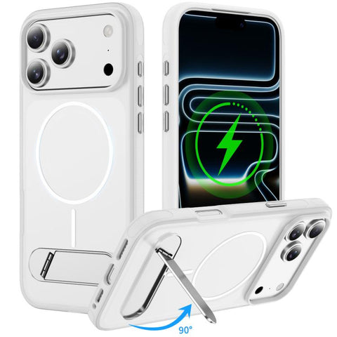 Two-colors Imitation Original Magnetic Phone Case with Holder, For iPhone 18 Pro / 17 Pro, For iPhone 18 Pro Max / 17 Pro Max