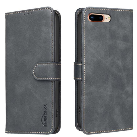 Solid Color Calfskin Texture RFID Vegan Leather Phone Case, For iPhone XS Max, For iPhone 6 Plus/7 Plus/8 Plus, For iPhone 6 / 7 / 8