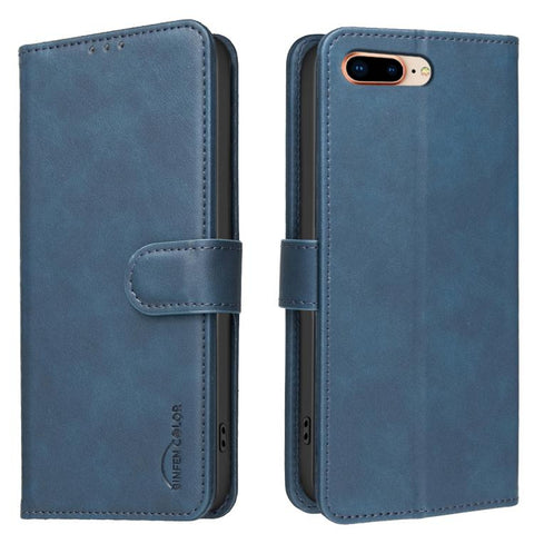 Solid Color Calfskin Texture RFID Vegan Leather Phone Case, For iPhone XS Max, For iPhone 6 Plus/7 Plus/8 Plus, For iPhone 6 / 7 / 8