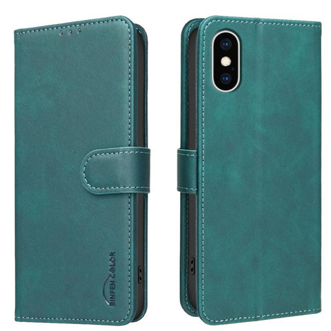 Solid Color Calfskin Texture RFID Vegan Leather Phone Case, For iPhone XS Max, For iPhone 6 Plus/7 Plus/8 Plus, For iPhone 6 / 7 / 8