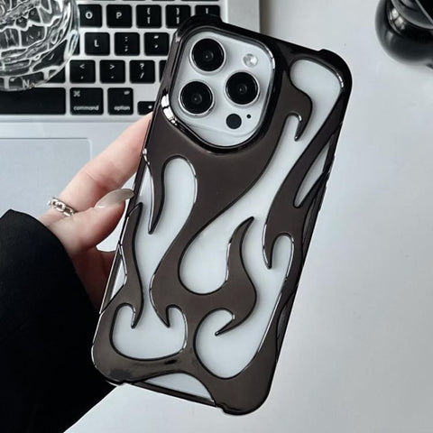 Flame Hollow Cooling Electroplated TPU Phone Case, For iPhone 15 Pro, For iPhone 15 Plus, For iPhone 15